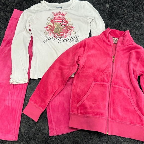 Girls Juicy Couture Matching 3 Piece Set Jacket Pants Tshirt